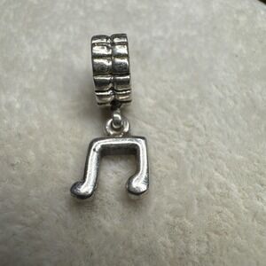 925‎ Sterling Silver Music Note Slide On Bead Charm European Bracelet